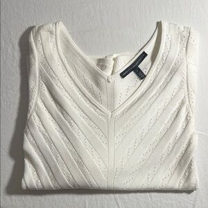 White House Black Market White Textured Knit Top